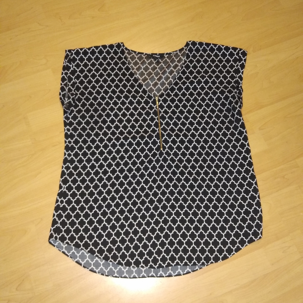 Geometric Express Shirt with Gold Zipper - Size XL